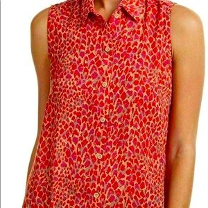 CAbi Red and Pink Leopard Print Blouse